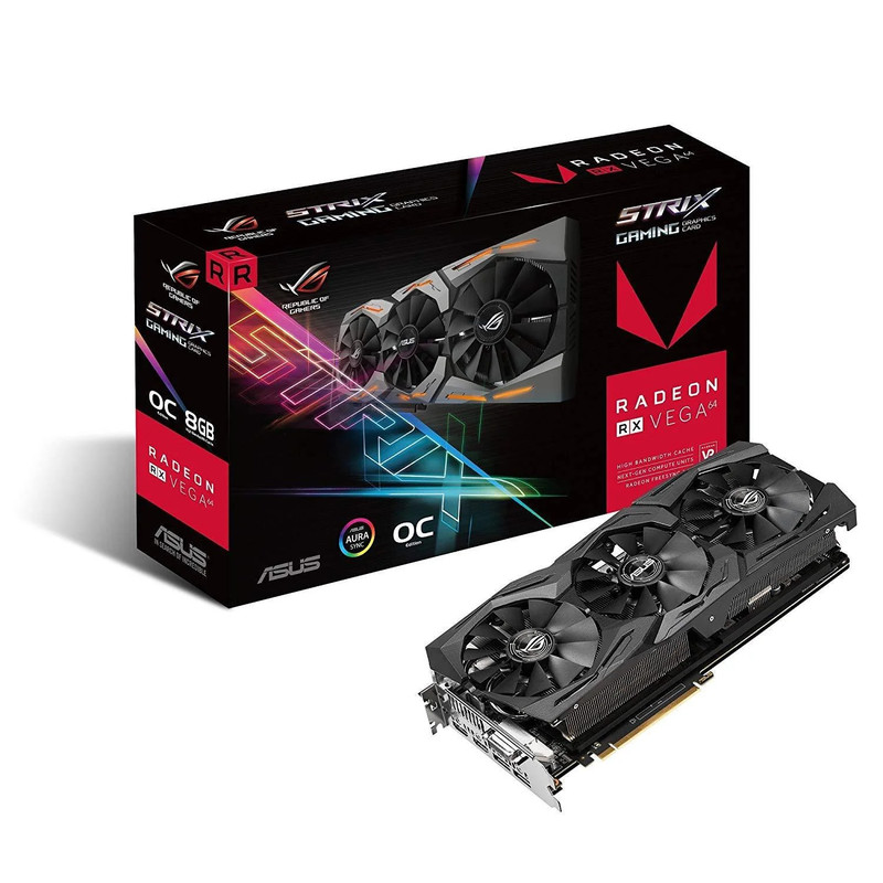 Asus ROG Strix RX Vega 64 OC 8GB HBM2 PCI-E Gen 3x4 Graphics Card - كرت الشاشة
